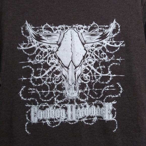 Cowboy Hardware Men's Brown Barbed Skull Graphic T-Shirt  Size XL - Picture 4 of 7